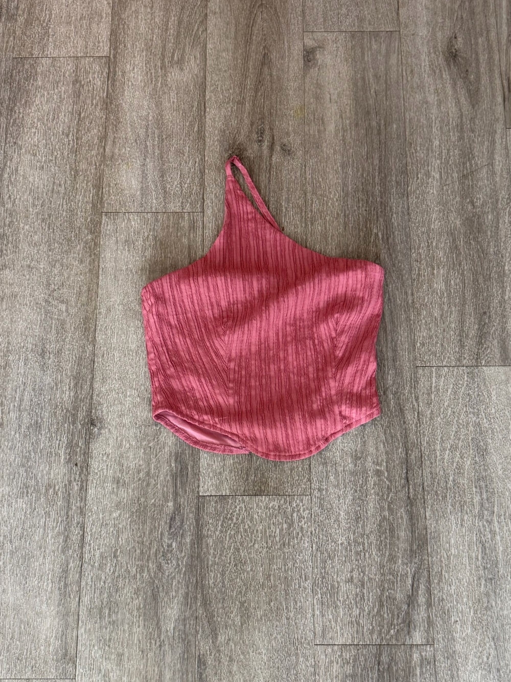 Missguided Pink Ribbed One-Shoulder Tank Top